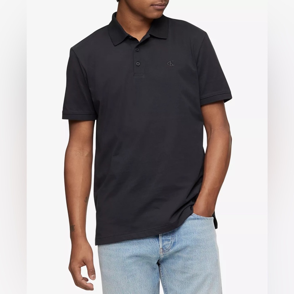 Calvin Klein Cotton Monogram Logo Polo Shirt